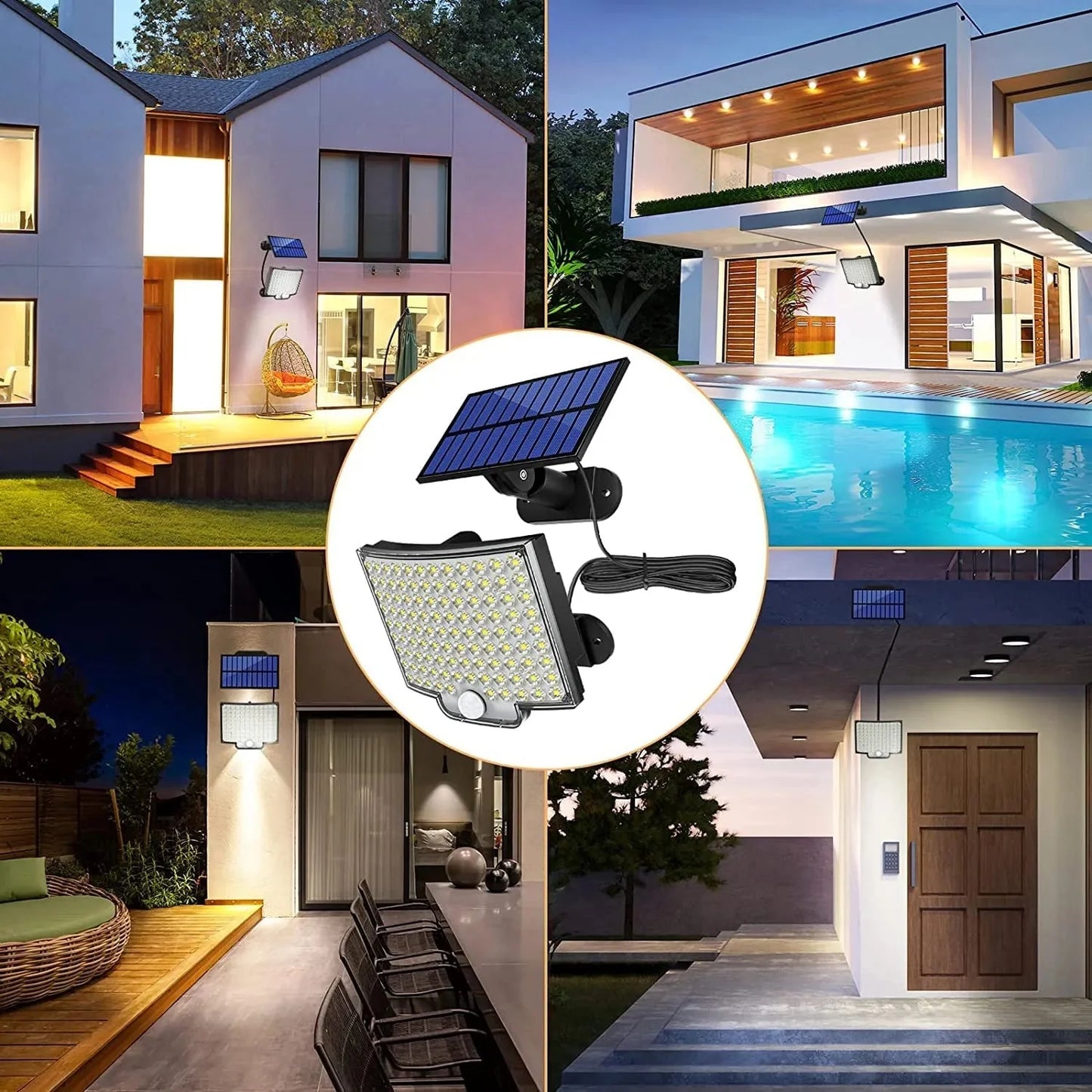 Lâmpada Solar 106 Leds - Sensor de movimento incluso