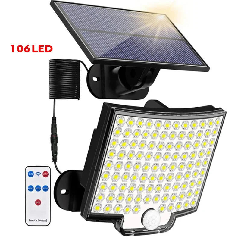 Lâmpada Solar 106 Leds - Sensor de movimento incluso